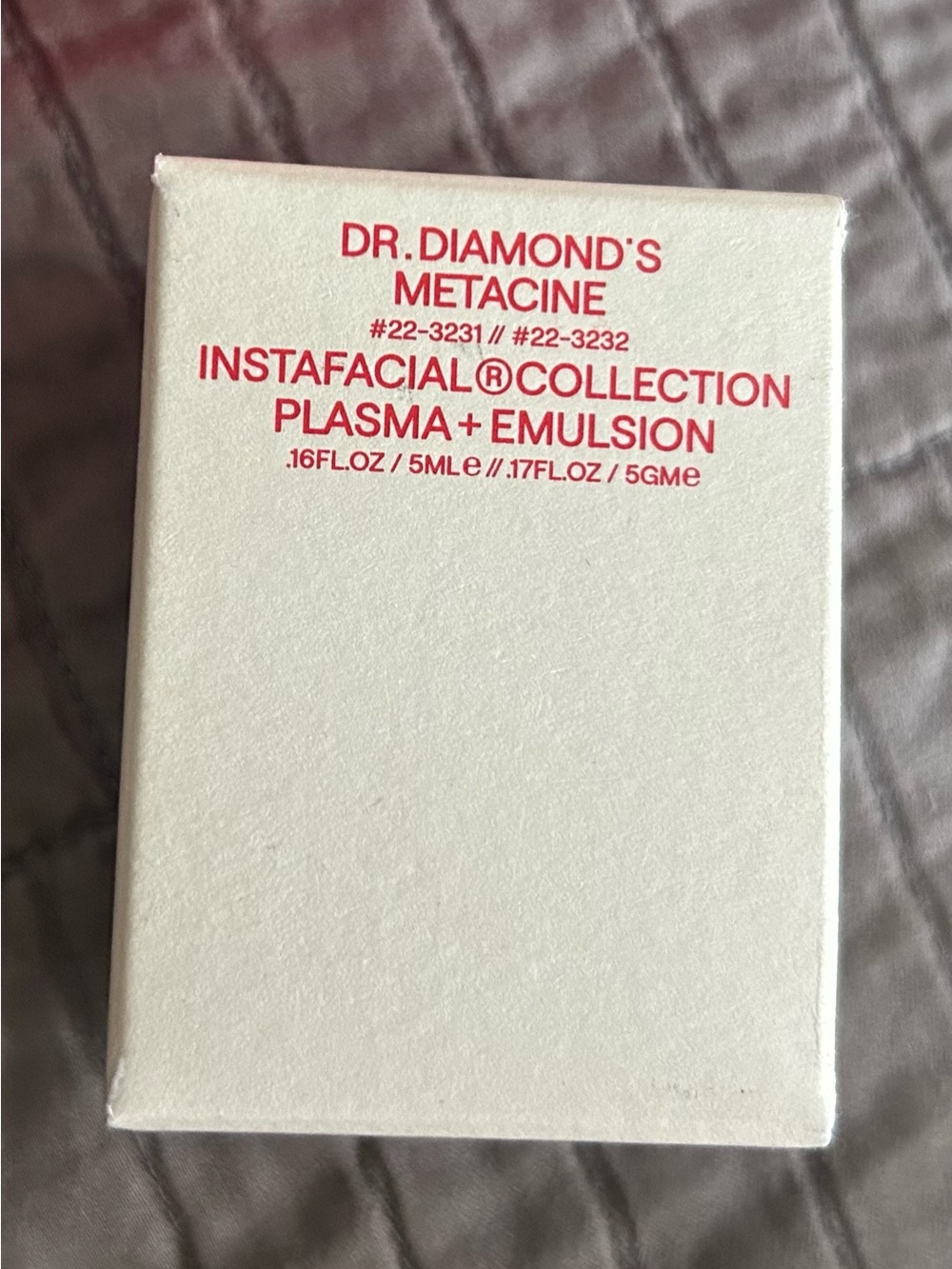 Instafacial Plasma + Emulsion - White with Red Text